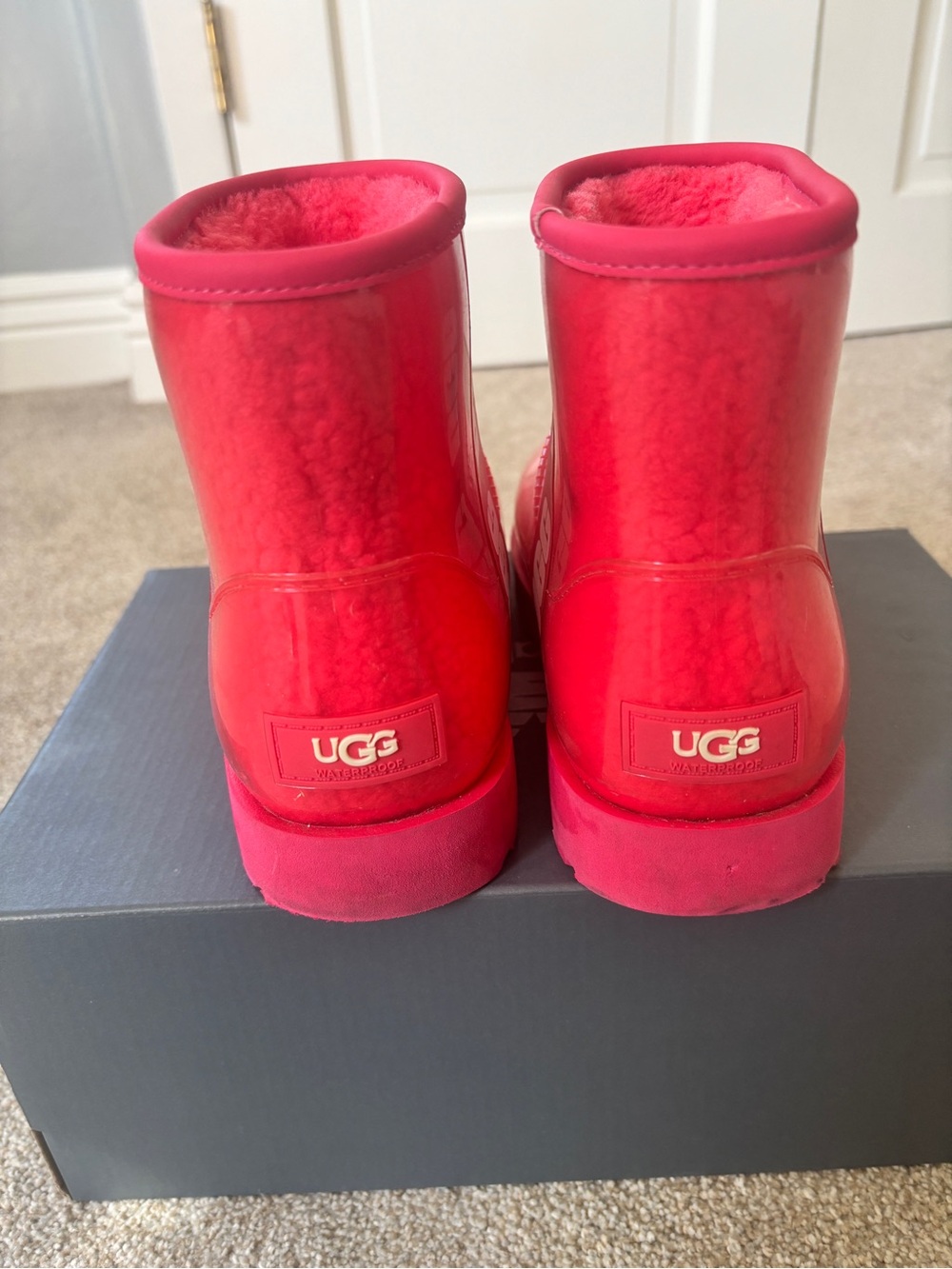 UGG Women’s Classic Clear Mini Boots in Hot Pink